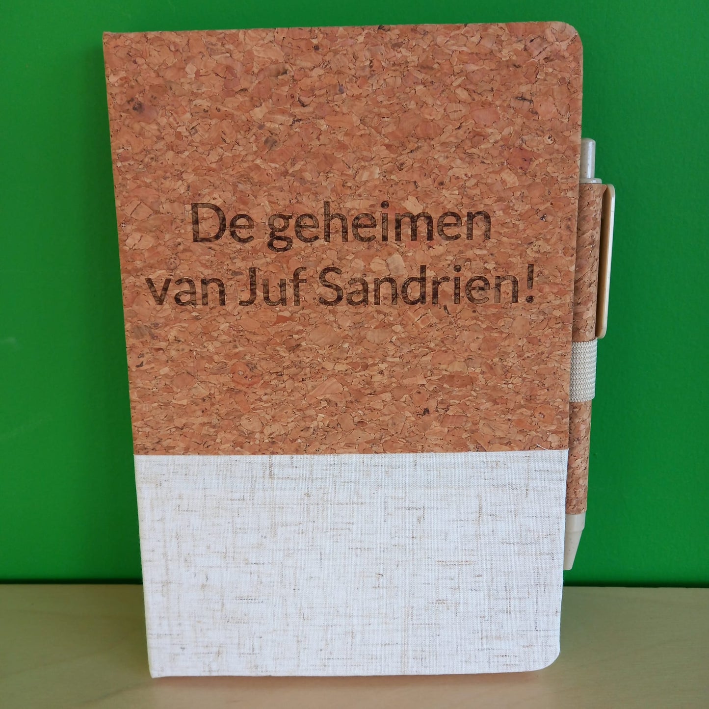 Kurken notitieboek met opdruk